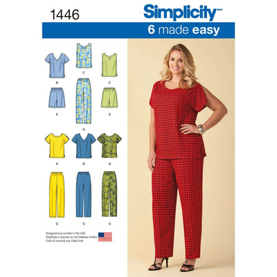 Pattern - Simplicity - S1446 - Six Made Easy Pull on Tops and Trousers or Shorts for Plus Size