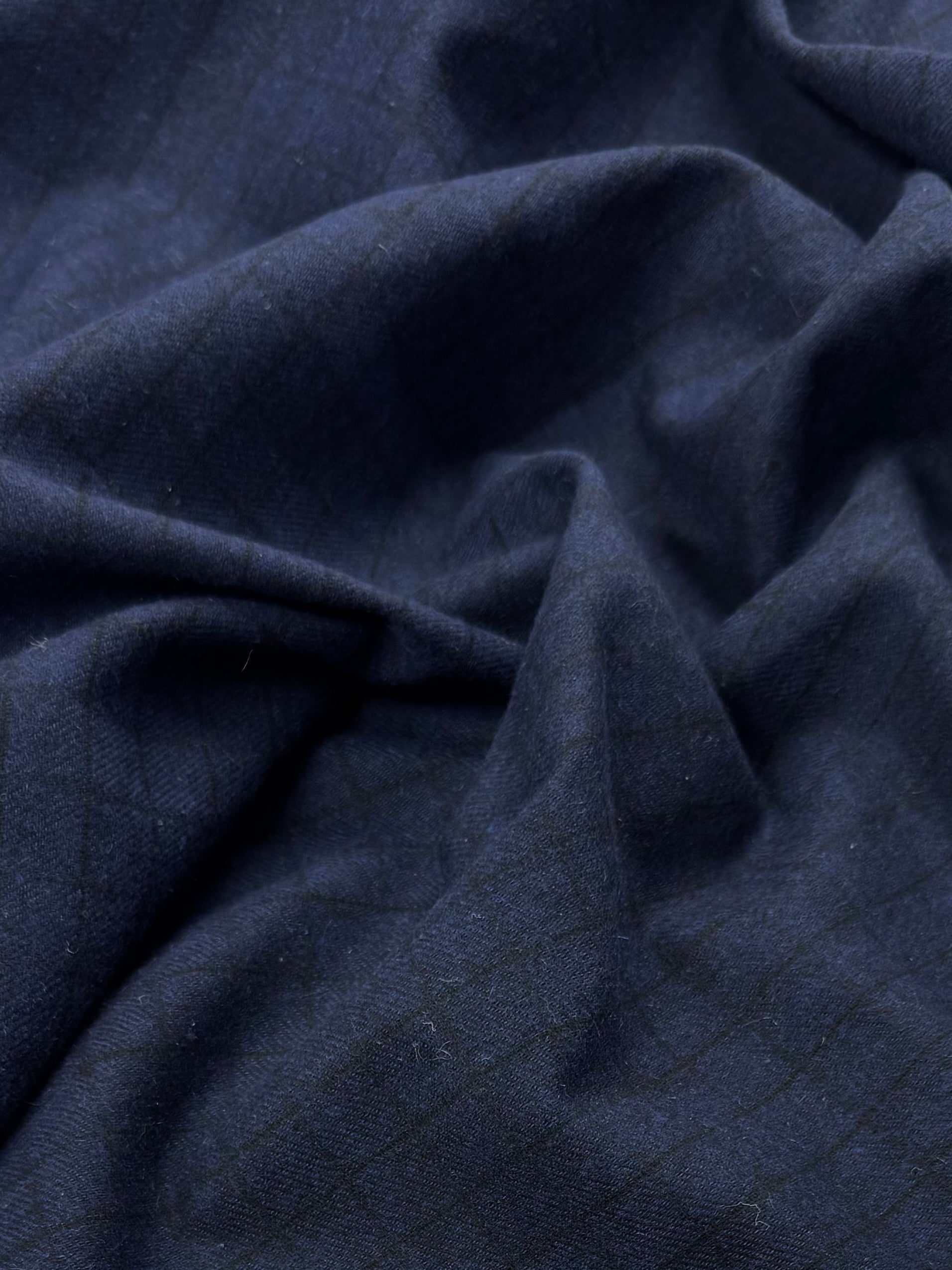 100% Pure Linen - Navy Grid - 150Cm