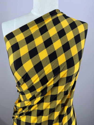 Printed Lycra - Check Yellow & Black - 170cm
