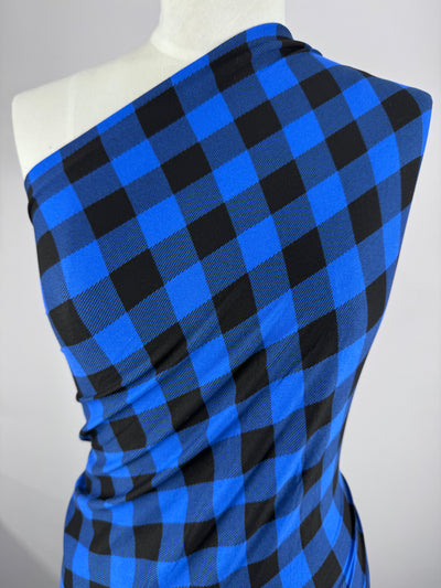 Printed Lycra - Check Blue & Black - 170cm
