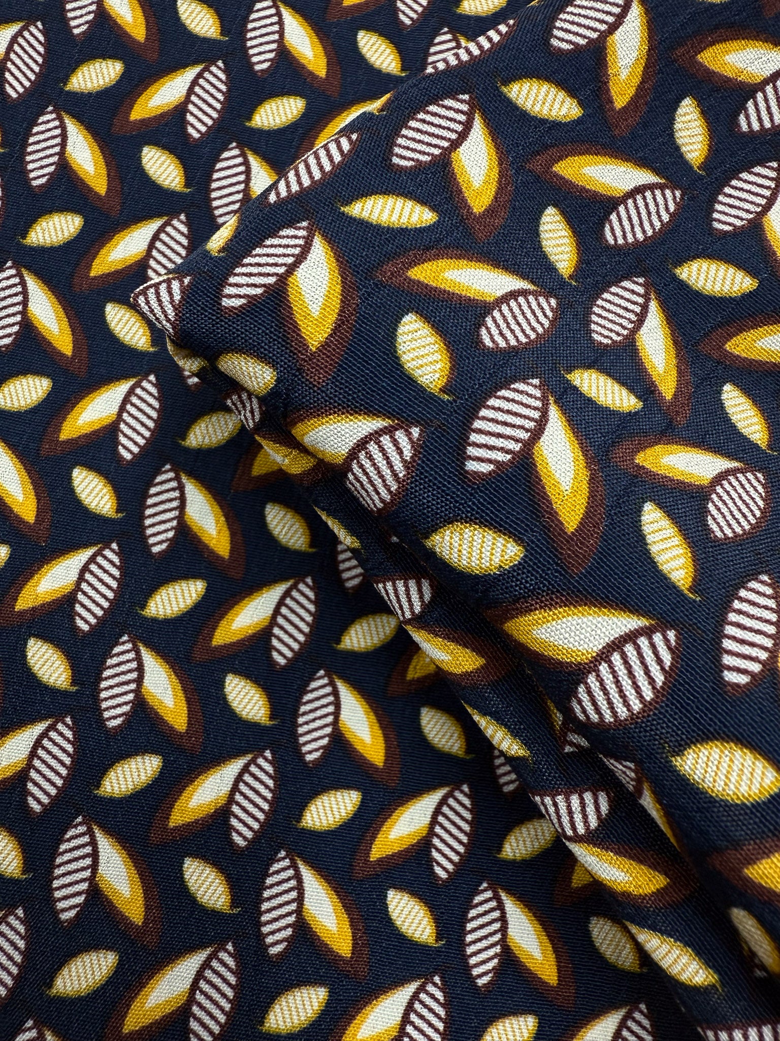 Viscose Crepe- Golden Leaf Geo - 150cm