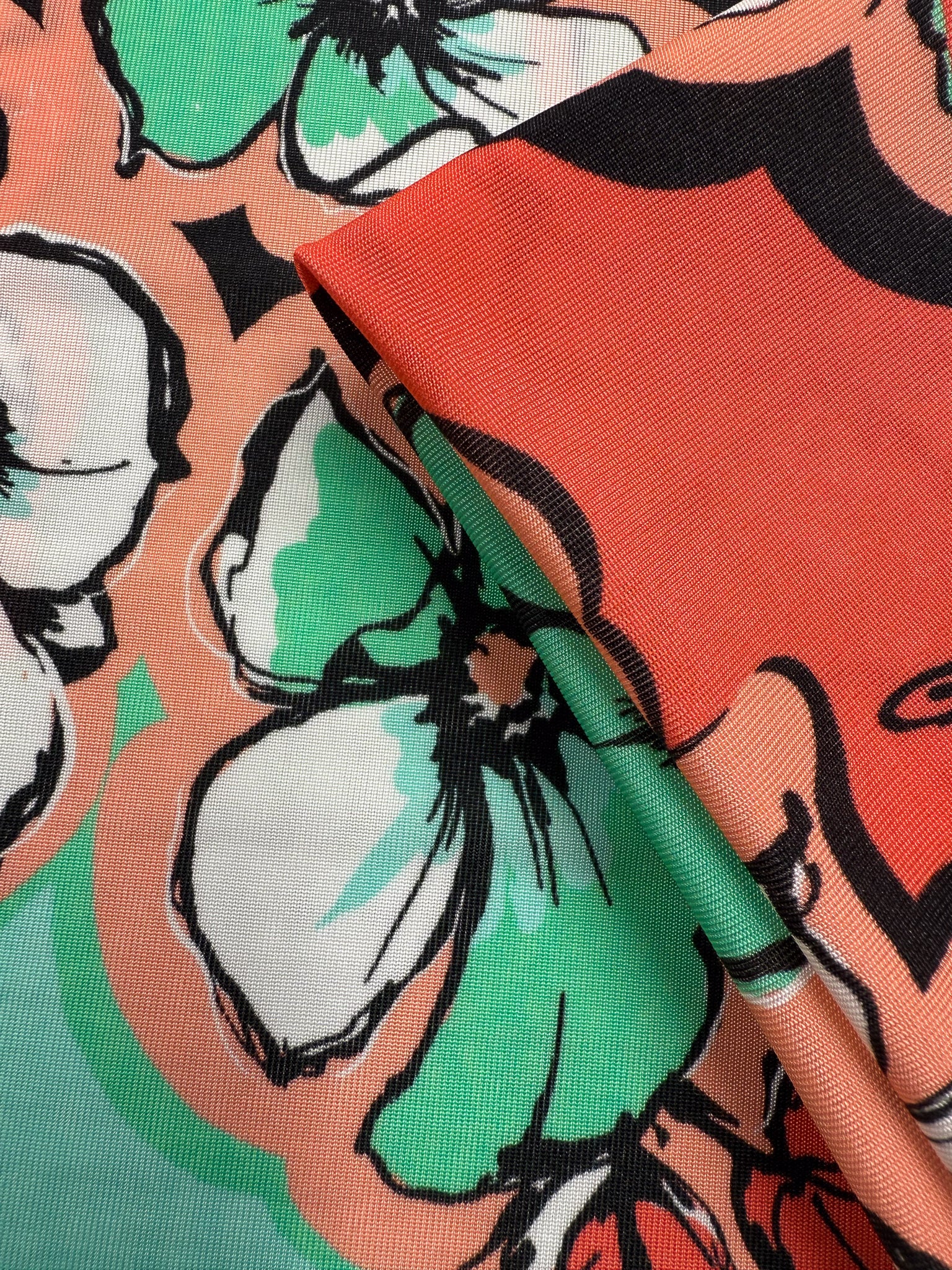 Viscose Knit Jersey - Coral Sketch - 125cm