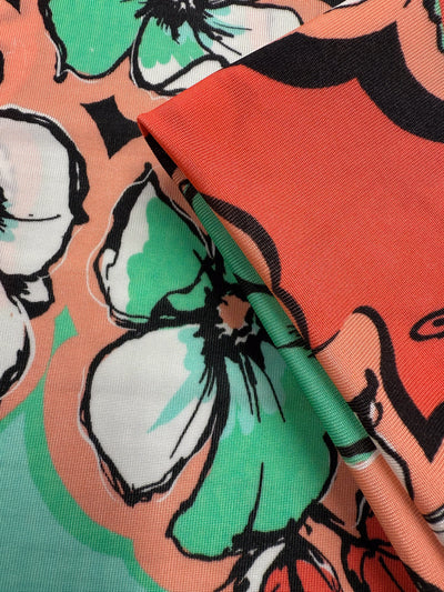 Viscose Knit Jersey - Coral Sketch - 125cm