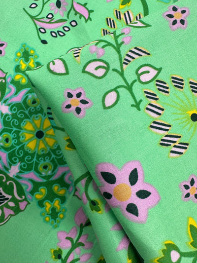 Cotton Sateen - Lime Mosaic - 145cm