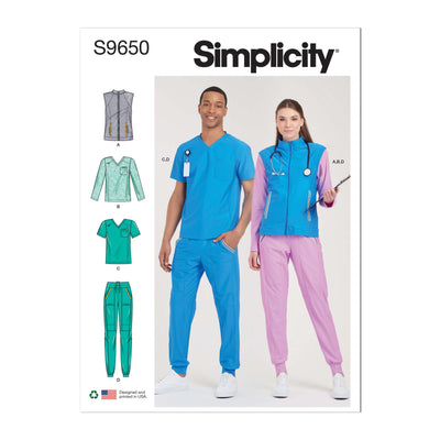 Pattern - Simplicity - S9650 - Unisex Knit Scrubs